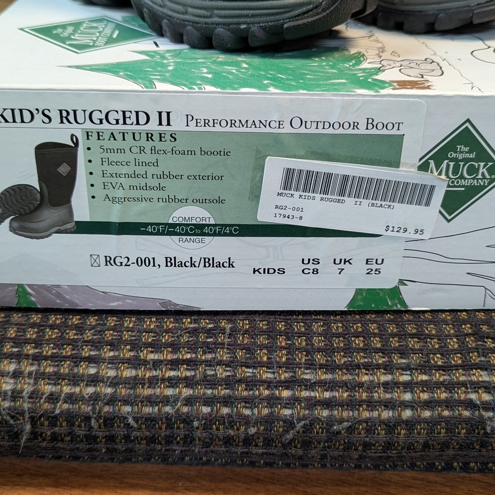 Muck Kids Rugged II Black Outdoor Boots